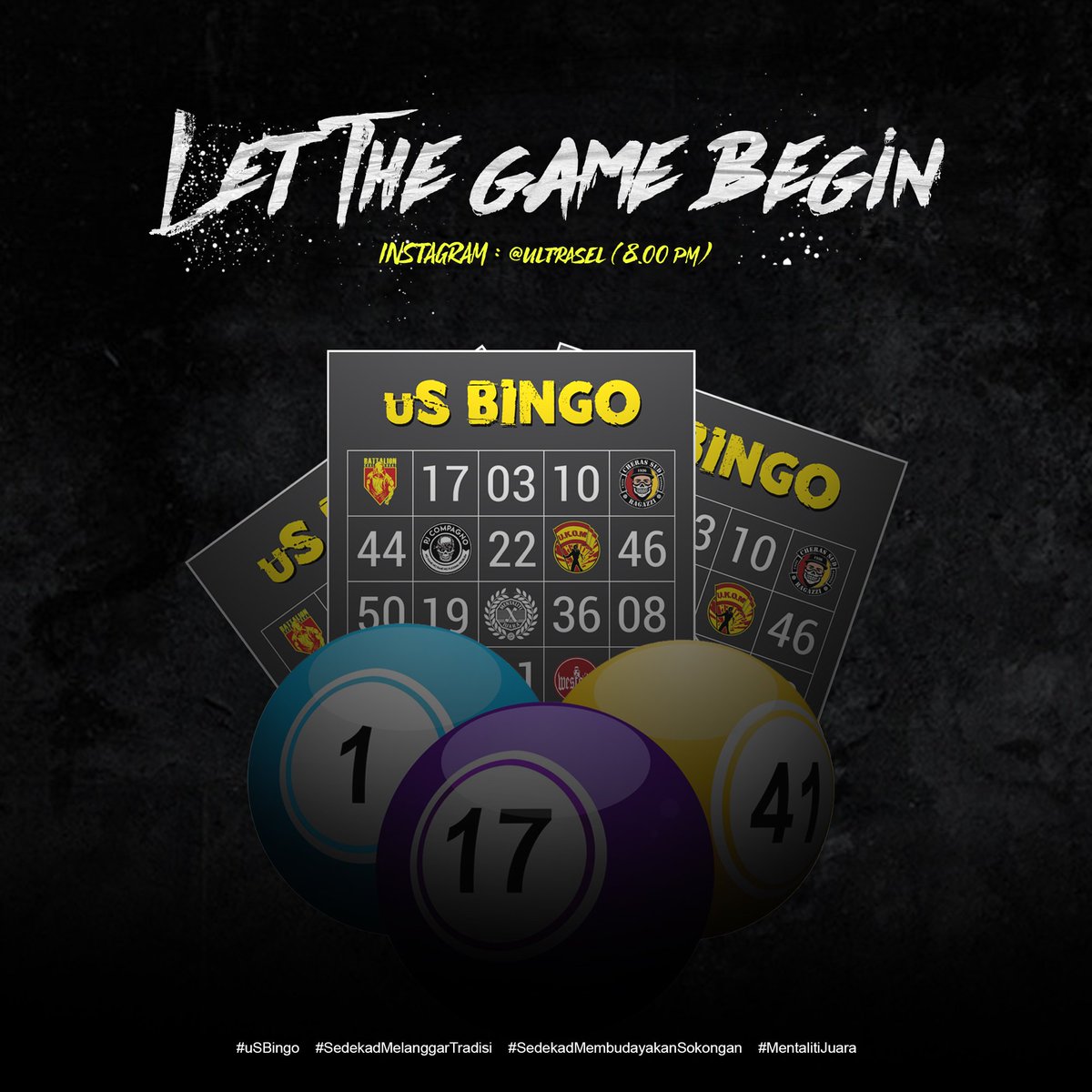 ShahAlamBoys_'s tweet photo. Selamat Tengah Hari Boys !
Jom saksikan & memeriahkan beramai ramai tournament uS Bingo di laman Instagram rasmi Selangor ultra dibawa secara Live pada pukul 8malam.
Mari Kita Lihat Siapa Yang Kena B.I.N.G.O. !!
#MentalitiJuara
#uSBingo https://t.co/DUpLkaxV0m