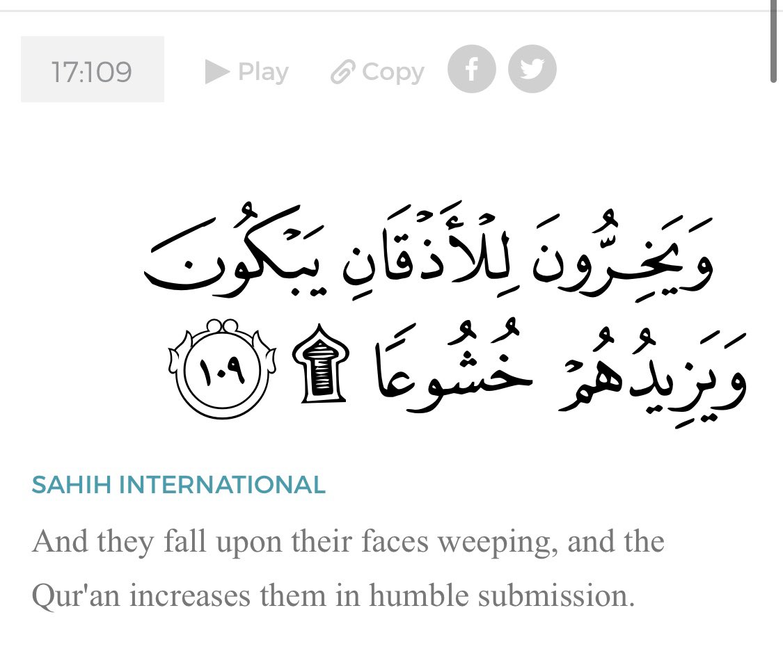 Has been fulfilled. (3) They fall upon their faces weeping, and the Qur’an increases them in humble submission.