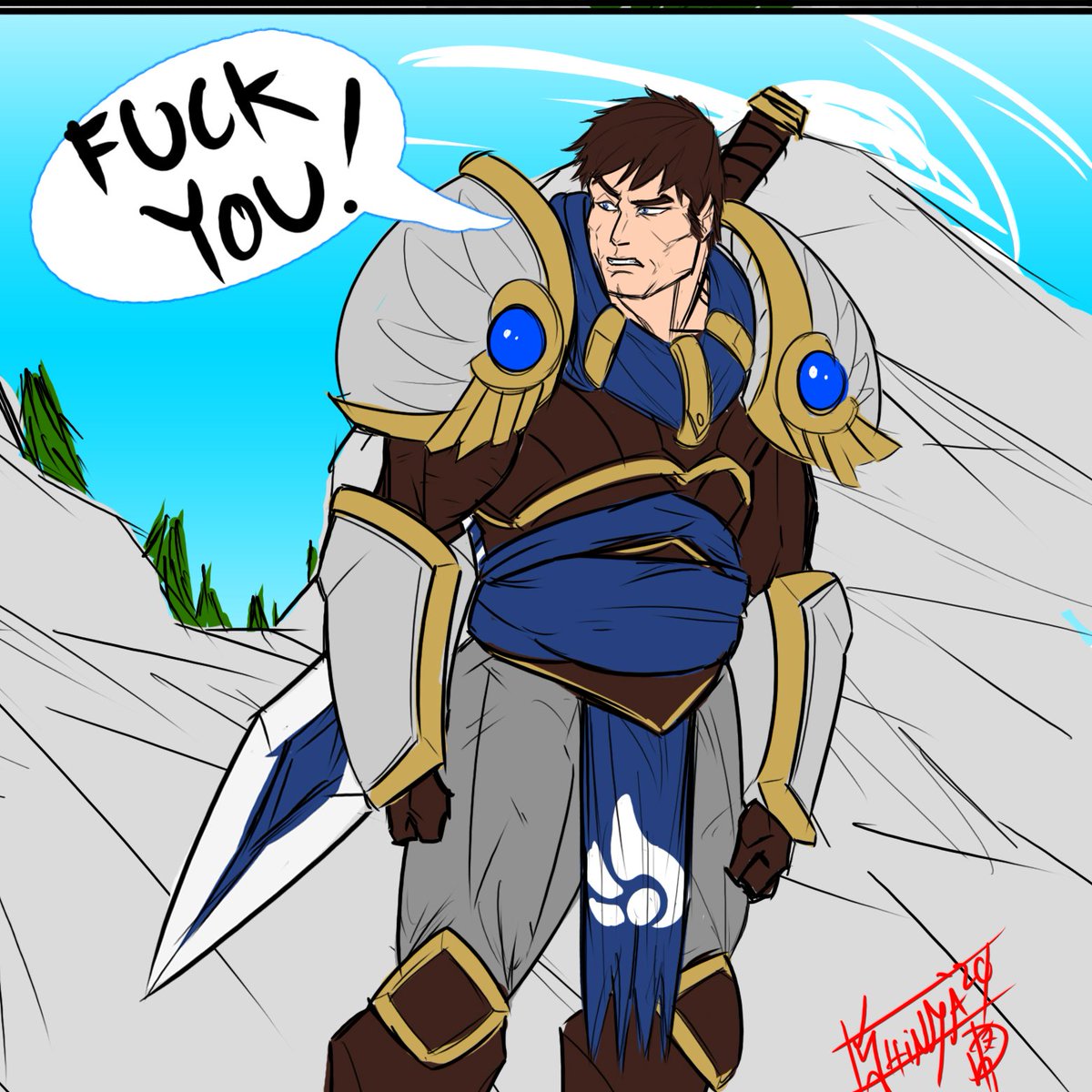 GurvirShinda's tweet photo. "Boss of this Rift" (2020)
(Power) Toplane.
So I totally forgot to post this when I finished it a few months back. Parody of the #BossOfThisGym meme ft. #Darius and #Garen
#LeagueOfLegends
#leagueoflegendsart
#LeagueOfLegendsfunny
#ArtofLegends
#ArtistOnTwitter
#art https://t.co/md2kS1d6lY