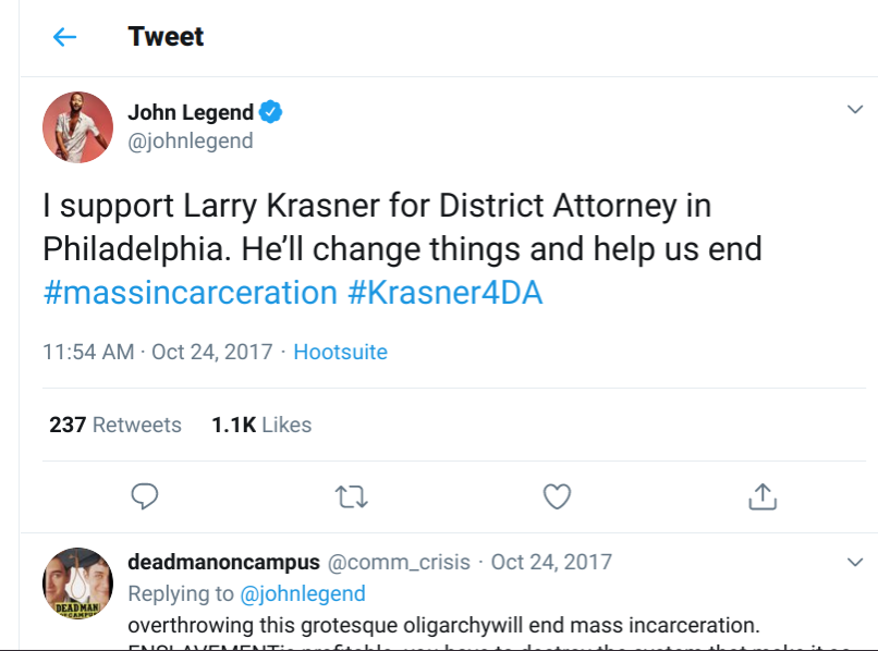 Krasner even got the seal of approval from John Legend. https://twitter.com/johnlegend/status/922853847034486786