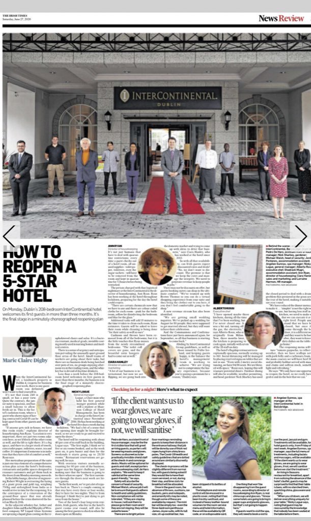 How to reopen a five star hotel.. in today’s @IrishTimes @InterConDublin gets ready for reopening on Monday 29th, meet the team working around the clock to get the doors open. #fivestarhotel #luxurytravel #irishluxuryhotels