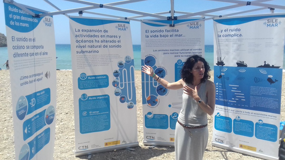 CTNInnova's tweet photo. Nuestra compañera Marta Sánchez presenta el proyecto #SILEMAR que estamos coordinando desde #CTN con el apoyo de la @FBiodiversidad para estudiar la presión que ejerce el #RuidoSubmarino sobre la Reserva Marina de #CabodePalos #IslasHormigas 🔊🌊 https://t.co/LWuFtvjeIW