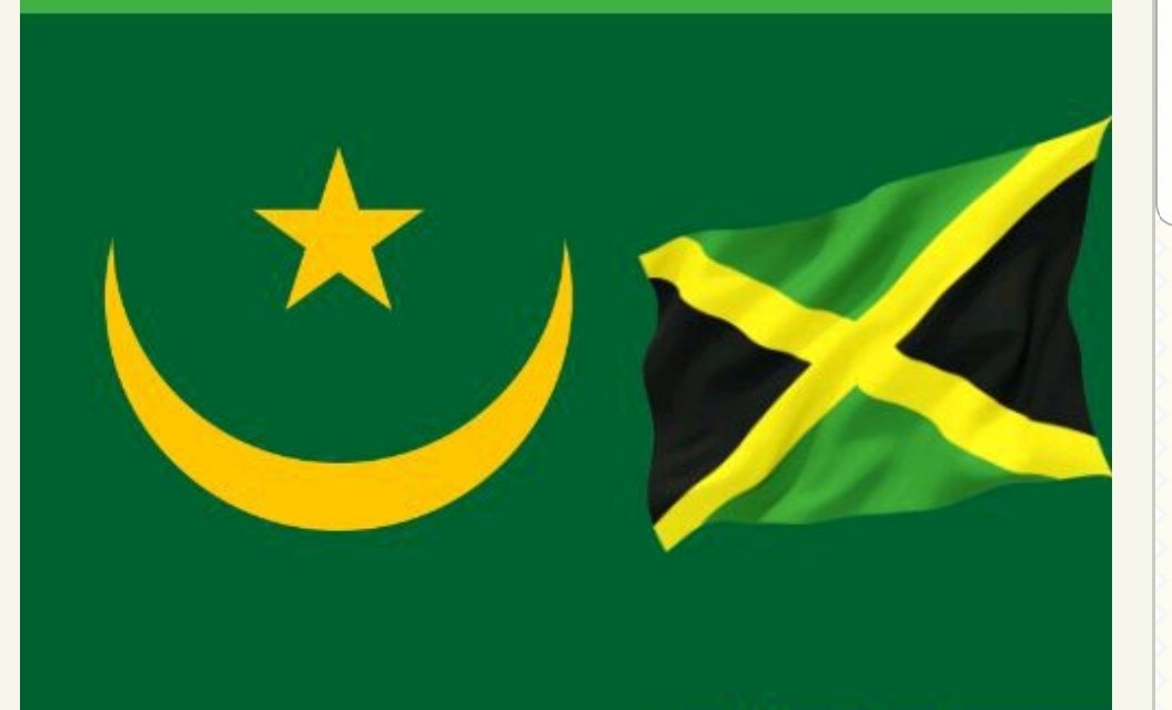 The only two countries in the world whose flags contain neither red,white nor blue are Jamaica and Mauritania.