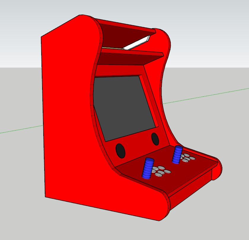 Tweaking the design before I am fit enough to start working on this. Have moved the screen up and made room for speakers at the base of the bezel. I might put them in the marquee, we will see. This is going to be a LARGE bartop #RETROGAMING
