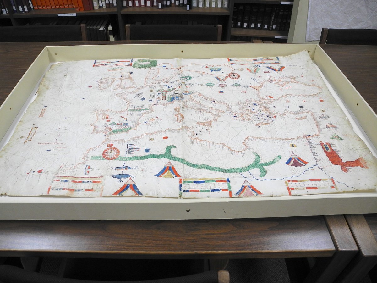 27/06/17 was a very exciting morning. I had arranged to view some maps from the collection of the James Ford Bell Library at the University of Minnesota and several pieces of 500 year old cartographic history were brought out for me to look at. It was astonishing.
