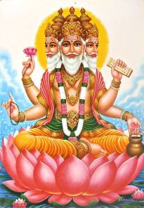 this is bramha-1/3 of the trimurti-the creator-every God/goddess is a form of bramha-has 4 heads to represent the 4 yugas-creator of hinduism-is not worshiped in temples cause he lost a bet or something