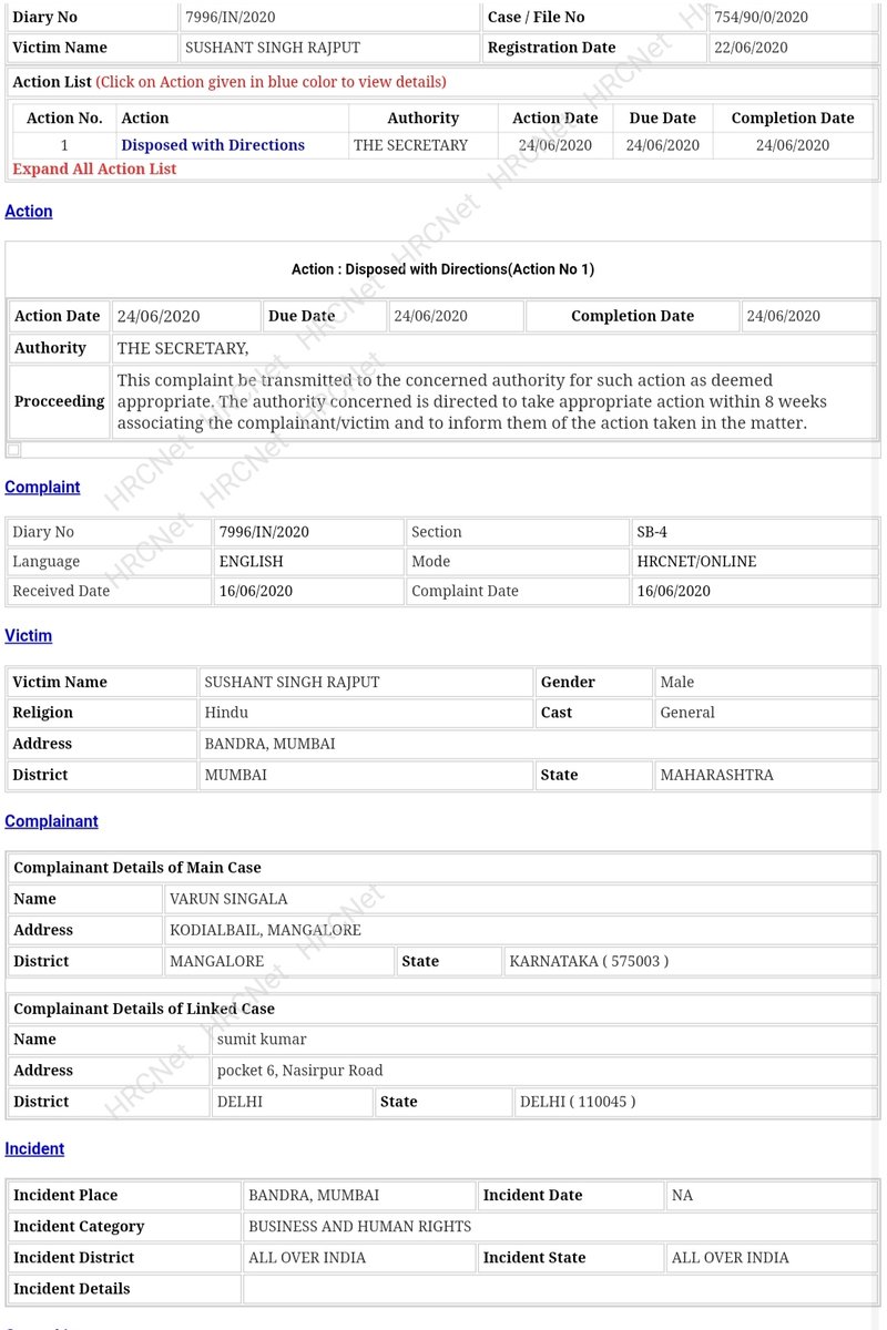 advsumitsingh's tweet image. complaint filed by me with the NHRC against the very irresponsible attitude of the media in the #SushantSinghRajput suicide case has been alligned with another case filed in  karnatak.Direction has been issued to take appropriate action  #SushantInOurHeartsForever #cbiforsushant