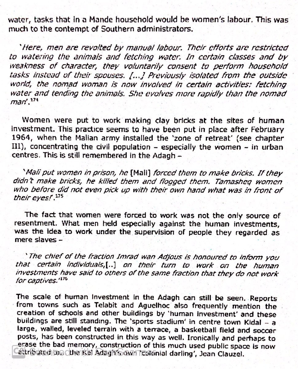 Mali used force labor to develop the country & instill sense of civic consciousness. It was resented, especially by the Tuareg who hated their freewomen being forced to work. Women’s labor was normal in Mande society, but not Tuareg.