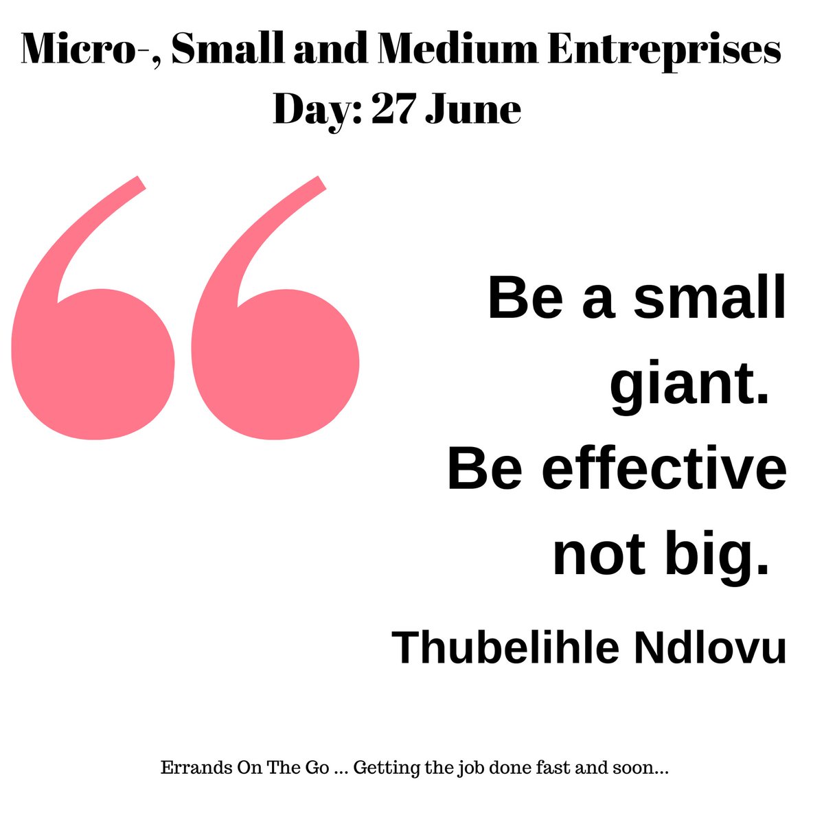 OnErrands's tweet photo. Micro-, Small, and Medium-sized Enteprises Day, 27 June
Errands On The Go is a Micro firm as it currently has less than ten employees. Today we join the rest of the world to celebrate Micro-, Small and Medium-sized Enterprises Day.
#PurseOnPoint #MicroFirms #ErrandsOnTheGo https://t.co/EwsFPa9Rjw