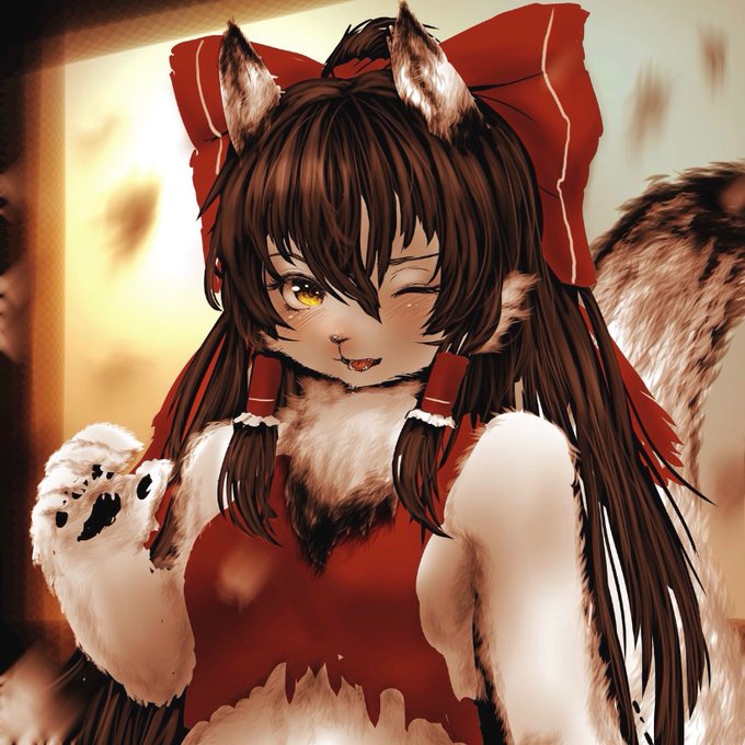 色塗ったケモ霊夢さん 