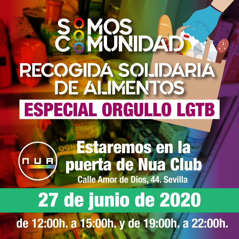Togayther_ES's tweet photo. Ya es Sábado! y en Somos Comunidad estamos preparados para celebrar este orgullo 2020 junto a nuestra comunidad #LGBT con una recogida solidaria de alimentos, este 27 de junio frente al #NuaClub te esperamos! https://t.co/lXV7kEqNCp