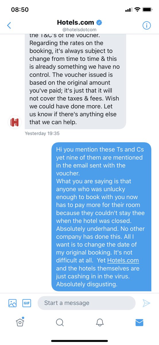 WyldfirePR's tweet photo. Anyone whose @hotelsdotcom booking was cancelled due to covid, guess what? Your voucher doesn't cover the cost of your new booking. Taxes and fees have to be paid TWICE. WHO has kept the tax we have already paid?? @HMRCgovuk #cashingin #scam https://t.co/UAwnst11JS