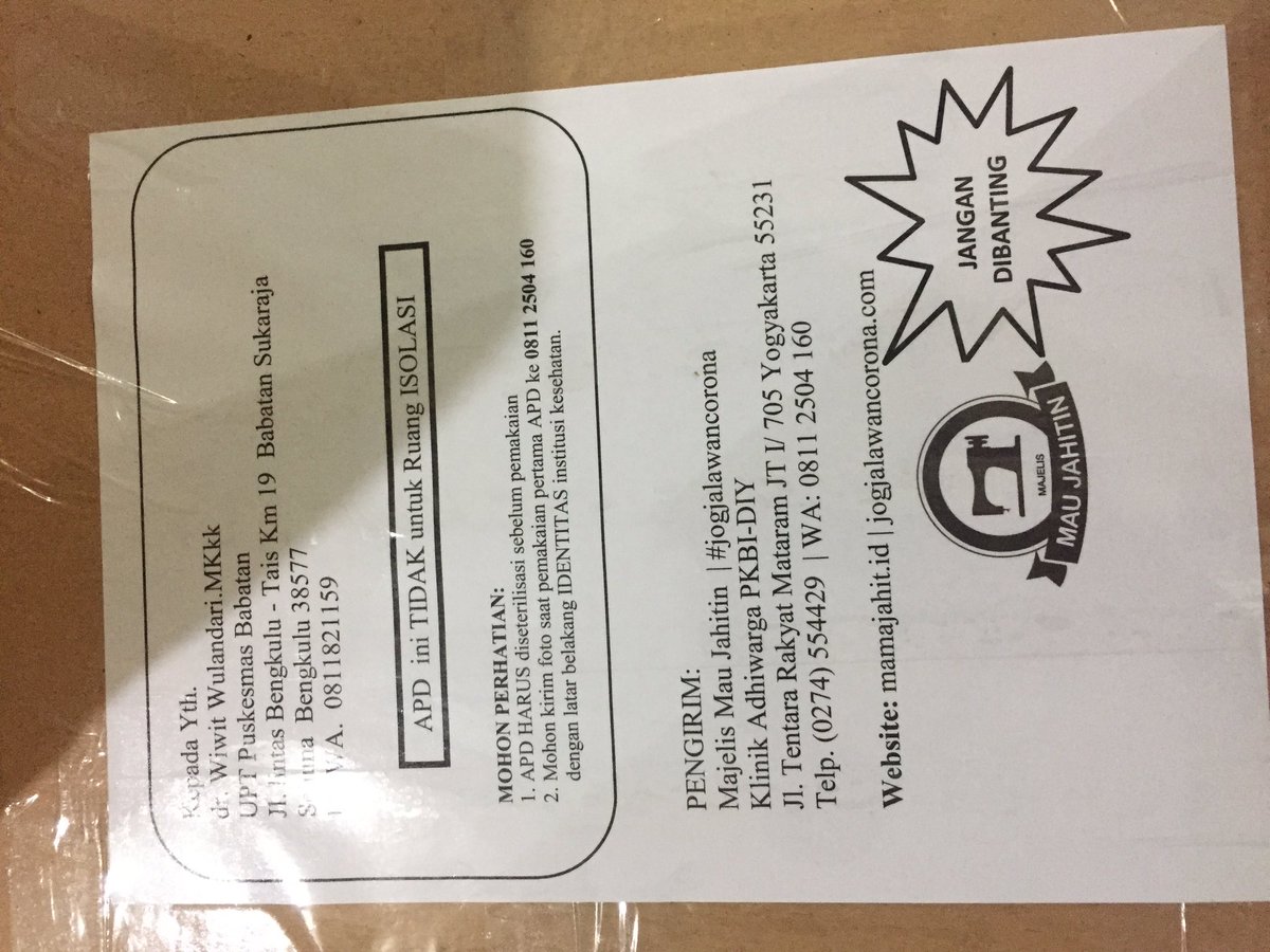 Kirim APD ke Bengkulu cc <a href="/mamajahit/">majelis mau jahitin</a>