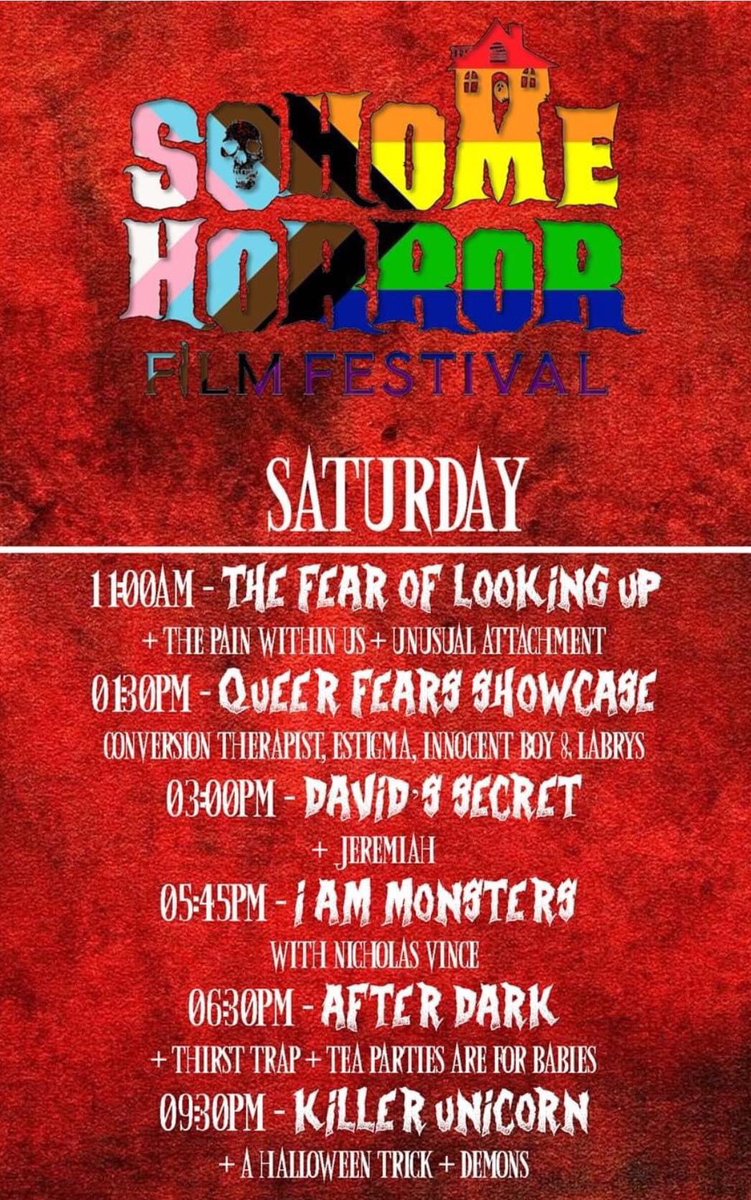 SohoHorrorFest's tweet photo. TODAY! All times in BST. https://t.co/7IGQxqkQxi