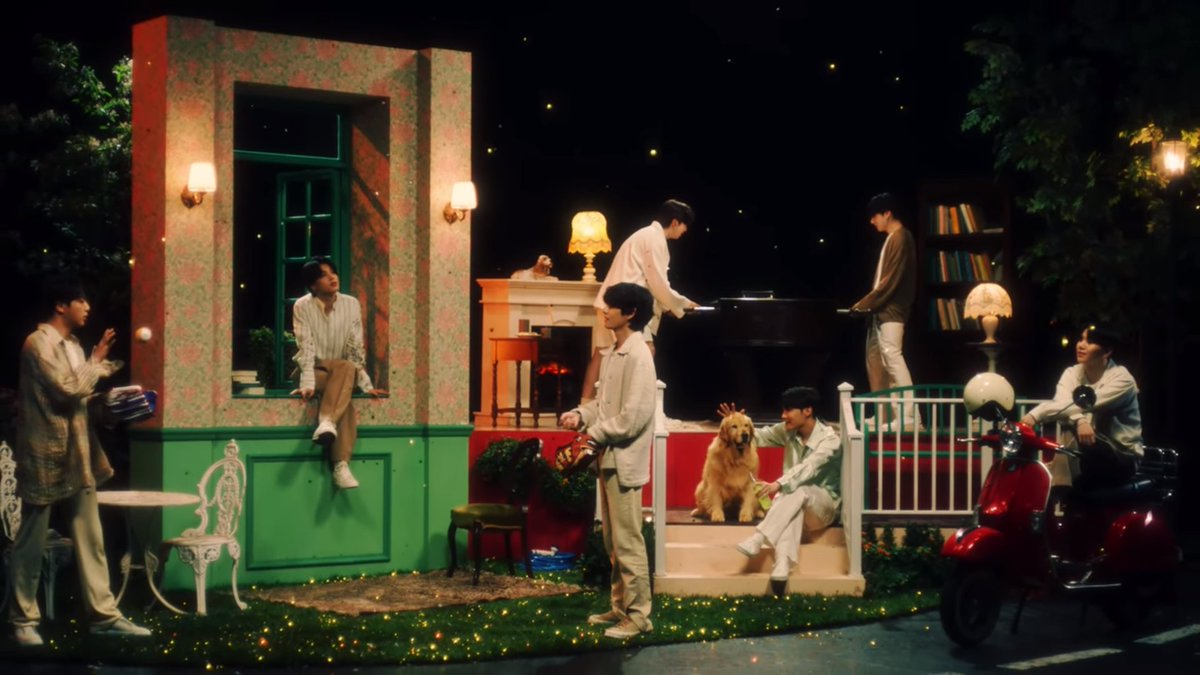 JK switches to the dream world but the set is different this time. It's no longer bits of paper/tiny butterflies but gold specks falling.It's not the same person dreaming. Before it was Tae, remember? Yet one thing is consistent. They are 7. @BTS_twt  https://twitter.com/Lyna91Fr/status/1276451490710904832?s=20