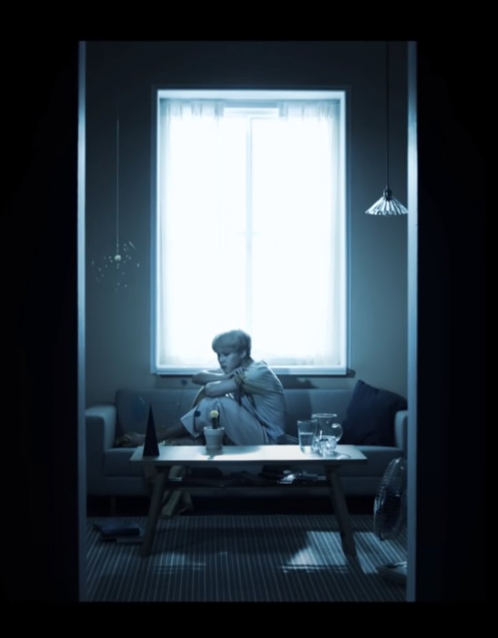 Jimin looks like he is just outside Serendipity's window. He was always pictured sitting inside, never outside. The contrast between the two is somehow relevant. There was no color in the Serendipity room apart from yellow and the window was closed... @BTS_twt