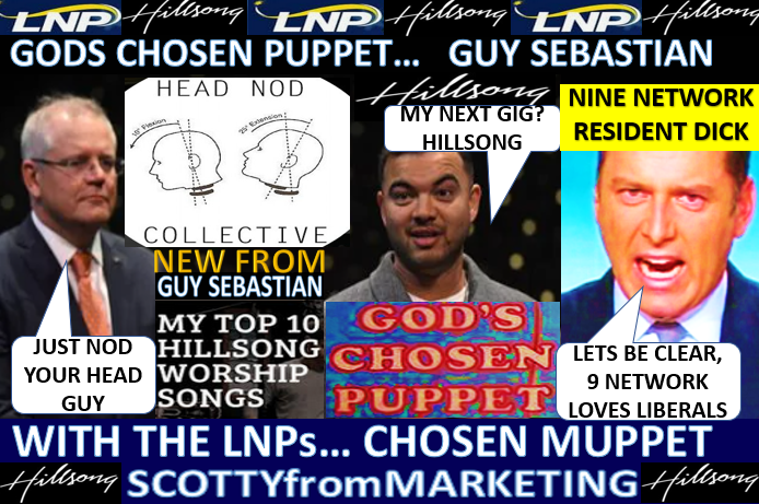 mryansisland's tweet photo. #ScottyFromMarketting Enlisted @GuySebastian
#NoddingHead like #LNP back bencher's Guy nodded for words of @ScottMorrisonMP token gesture to Arts Funding Announcement, DICK of #9Network Karl Stefanovic @karlstefanovic who does dinners for #Liberal #Scomo Backs this absolute BS https://t.co/WxPBmYY9CF