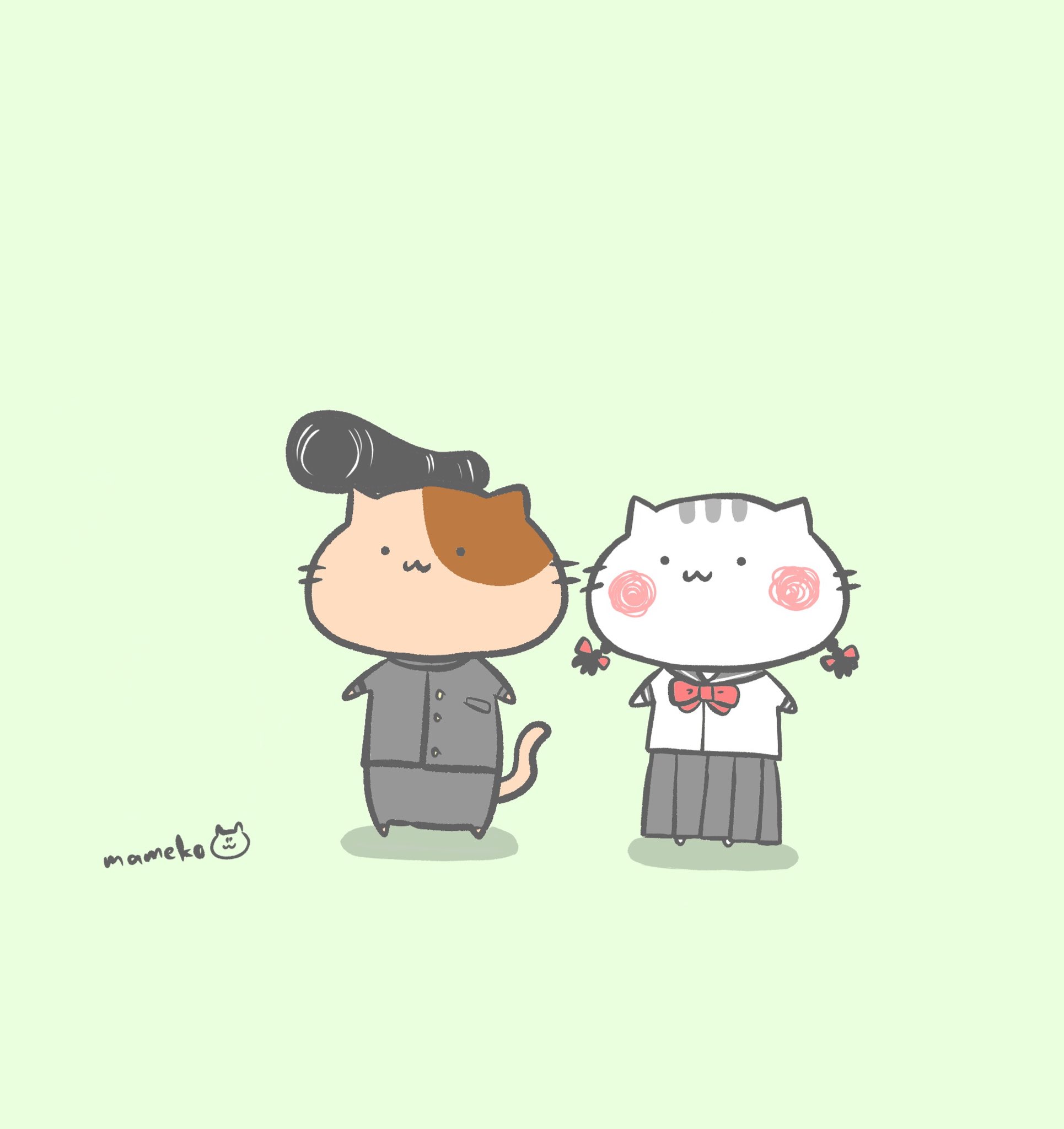 まめこ なぜかペンを進めていたらリーゼントを描いていました 笑 イラスト お絵描き 猫 落書き