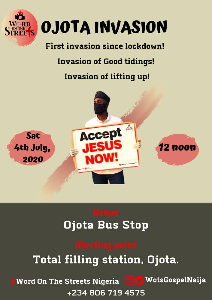 WotsGospelNaija's tweet image. Join us at Ojota, Lagos as we invade the city with anointed placards. #OjotaInvasion #WordOnTheStreets #WOTS #Peace #Christ #Church #Love #Gospel #Nigeria