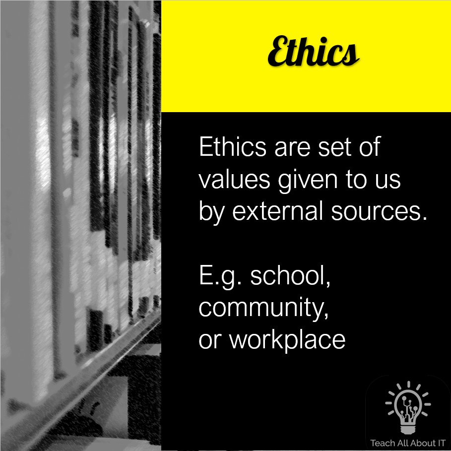 TeachAllAboutIT's tweet image. ETHICS!
(No, it&apos;s not a county in England!)
Time for a #CompSciSnack or, if you fancy more head over to TeachAllAboutIT.school

#ComputerScience #Revision #EduTech