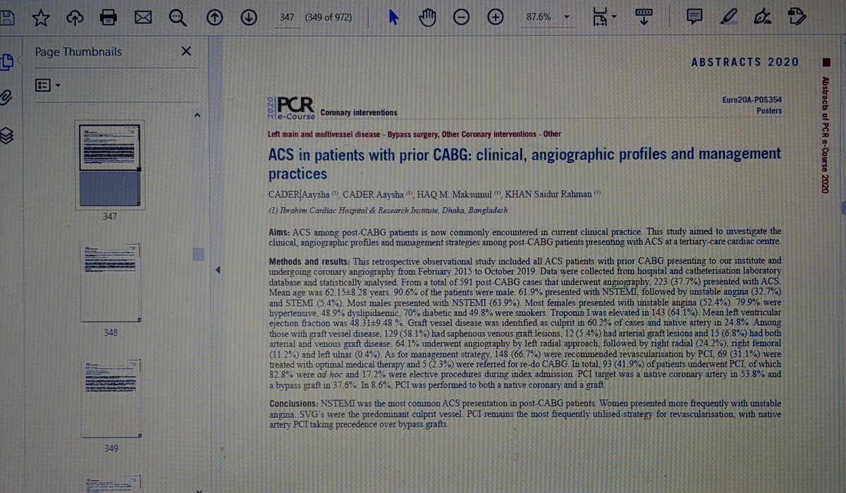 aayshacader's tweet image. Last day of #PCReCourse, bummed about it not being in-person,but so impressed with the effort to make it virtually real! Browsed around e exhibit hall, picked up the #abtsracts book, #randomizedtrials&amp;amp; @EuroInterventio 
Thank you for publishing our work @PCRonline 💫 @ShrillaB