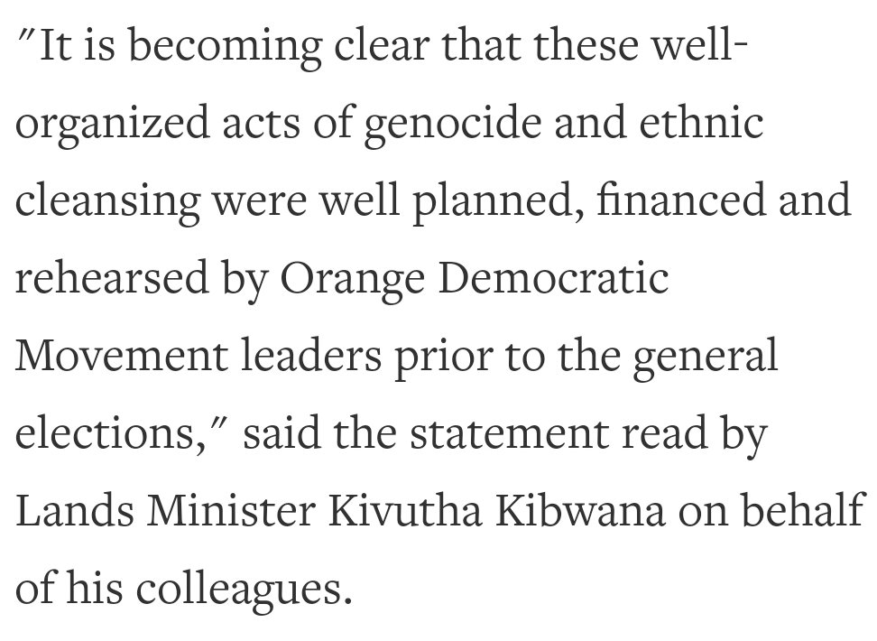 We can also ask about his support for political coalitions with folks he apparently considered responsible for genocidal violence. Does he still hold this view about ODM and its leadership or has he changed his mind? https://www.reuters.com/article/us-kenya-election/kenya-govt-denounces-genocide-as-toll-hits-300-idUSL277107920080102