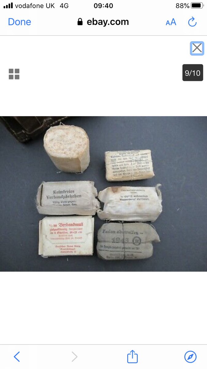 As for ‘authentic WW2 items’, 2 small dressings are, the rest may be of the period but without doubt not carried by a Krankenträger or Sanitäter. 8)