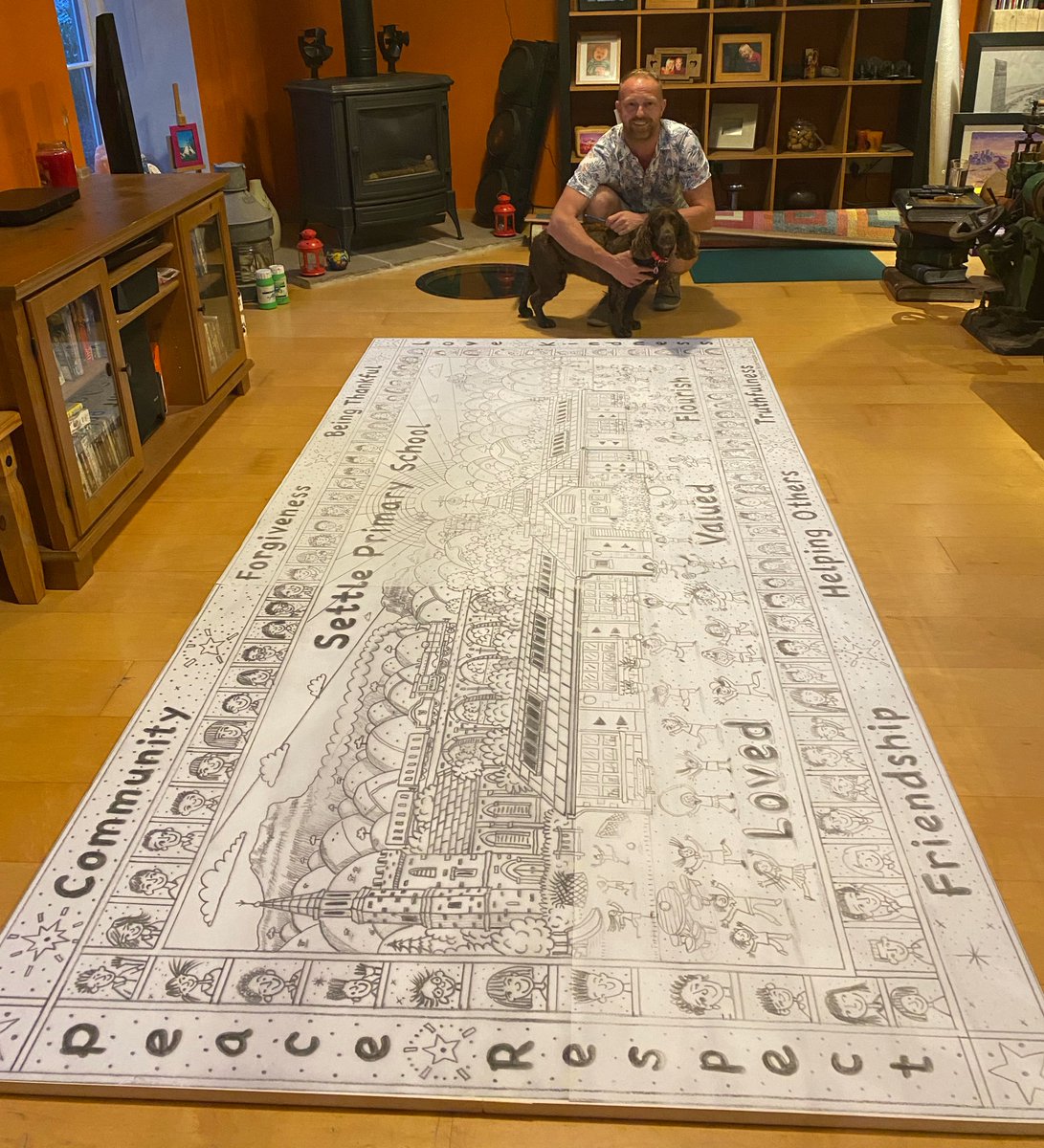 Here’s my drawing for a 3 metre artwork for Settle Primary School in North Yorkshire. I worked with the whole school before April. I am now painting &amp; will add the children’s artwork too. Thanks to Richard the Headteacher &amp; Laura the Deputy Head for their support &amp; enthusiasm😀