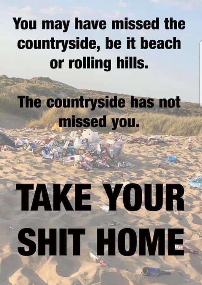 So disheartening to see the amount of rubbish left on the beach’s, parks and in the countryside yesterday. There’s no excuse! 🤬#takeyourlitterhome