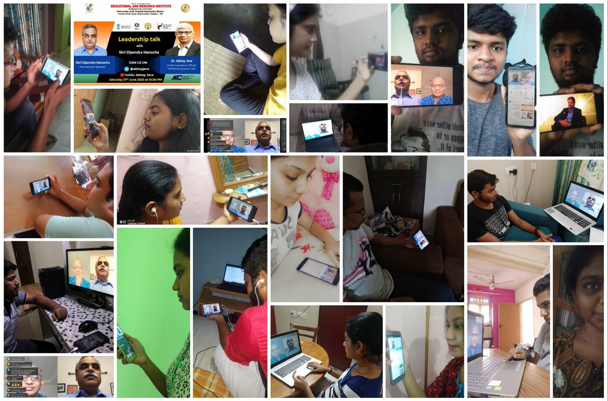 BhuvnaN's tweet photo. Dr. MGR Educational and Research Institute watched the live session on YouTube by Dr. Abhay Jere with Shri Dipendra Manocha https://t.co/8jjFqRBO2C