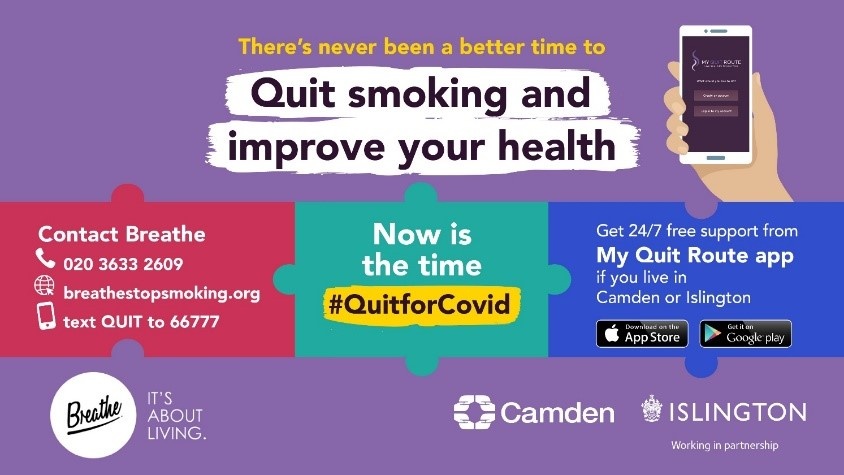 IslingtonBC's tweet image. Lots of people have made the decision to stop smoking right now for their health &amp;amp; their families. If you too think now is the time to quit, there is plenty of support to help you. Call 02036332609 or text QUIT to 66777 to get free confidential support from Breathe. #QuitforCovid