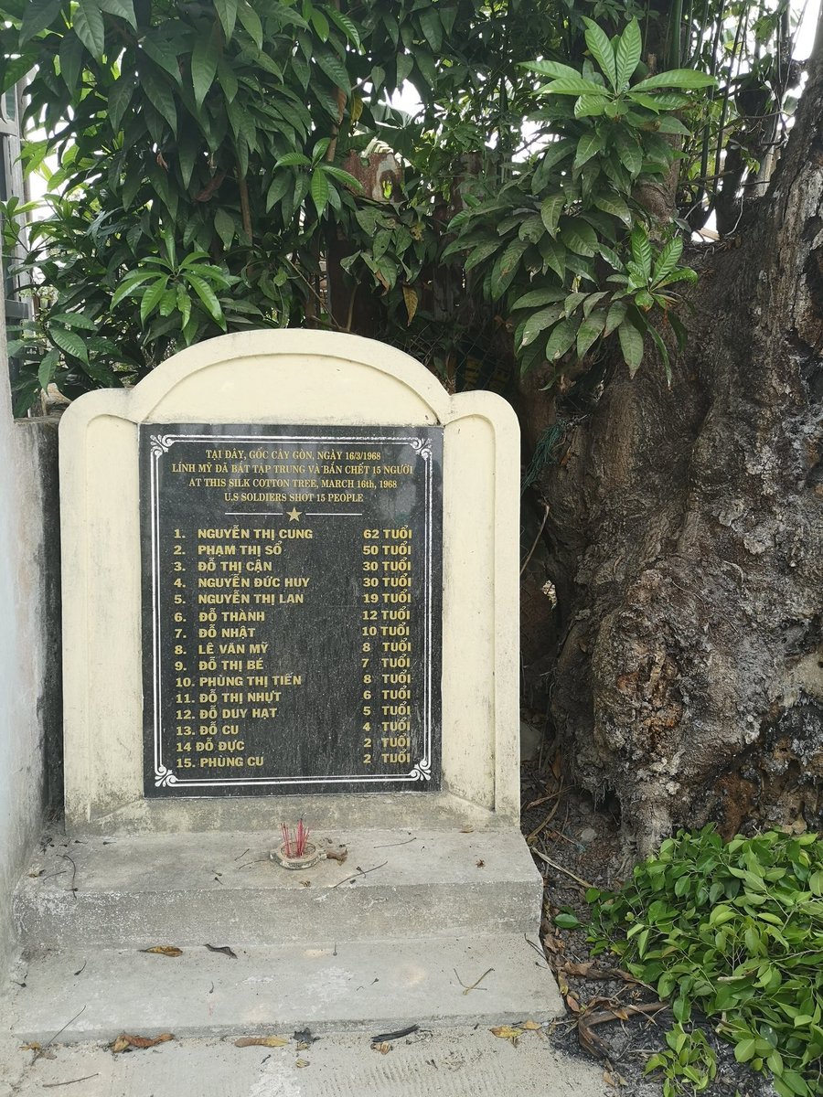 Memorials are dotted throughout the hamlet at locations of atrocities detailing the names of those who were murdered that day.