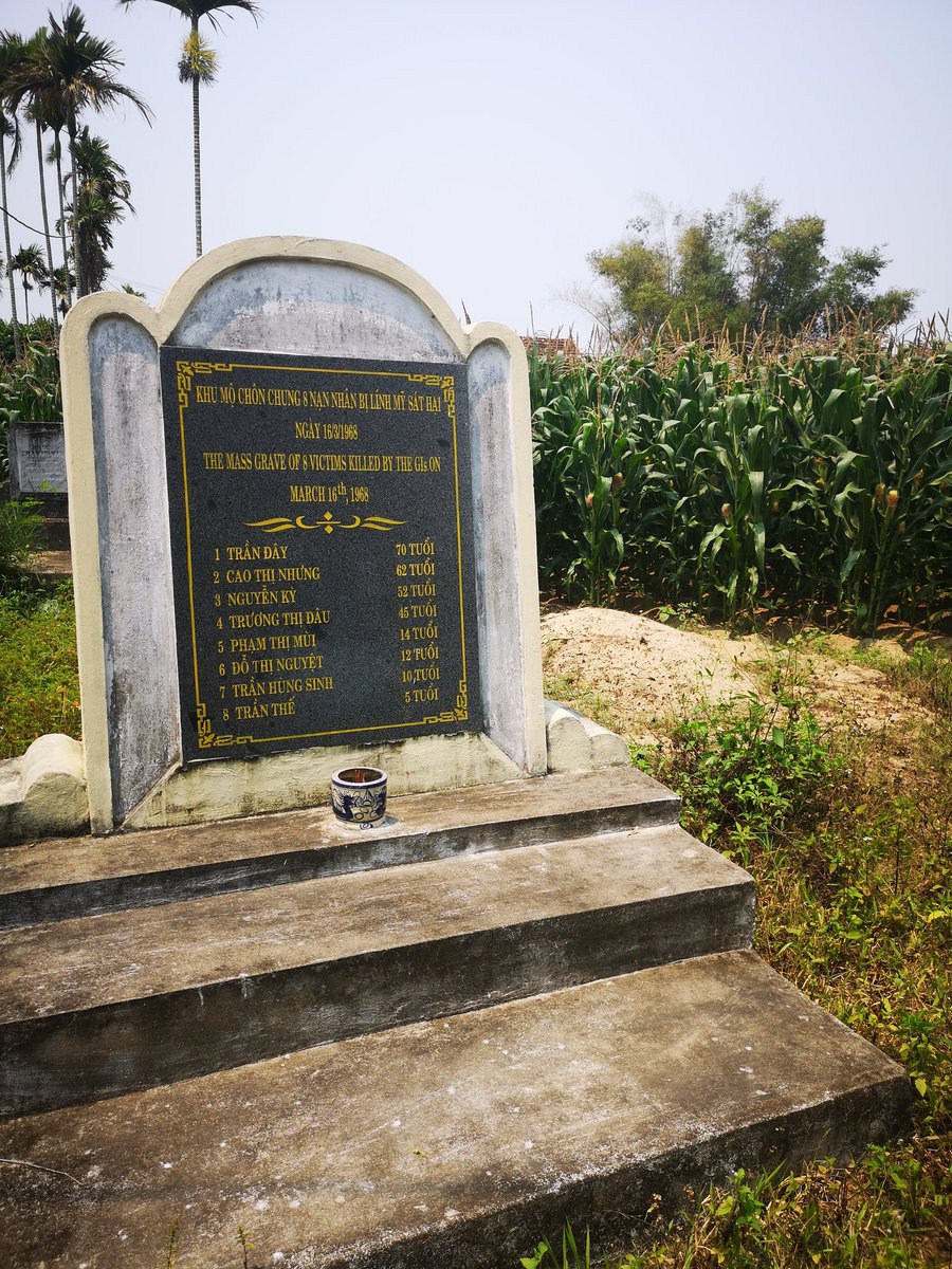 Memorials are dotted throughout the hamlet at locations of atrocities detailing the names of those who were murdered that day.