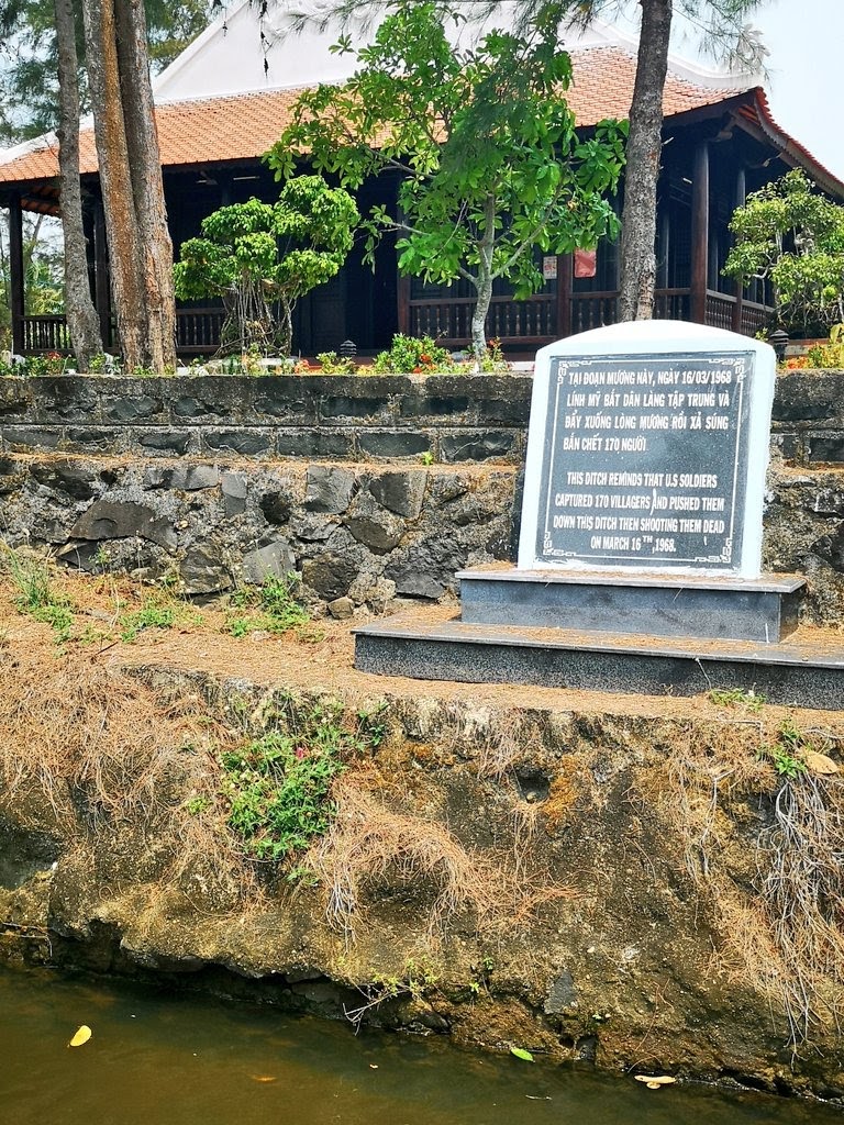 We finished up at the Sơn Mỹ Memorial. Within the site is the irrigation ditch in which many of the villager were rounded up, forced into and then murdered by the men of Charlie Company