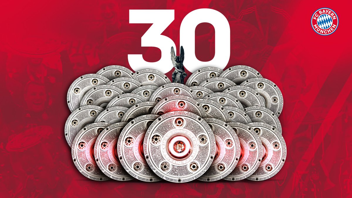 FCBayernEN's tweet photo. 3️⃣0️⃣ ✖ German Champions! 🔴⚪

#FCBayern #MiaSanMia #MEI8TER https://t.co/xh49GFQyFo