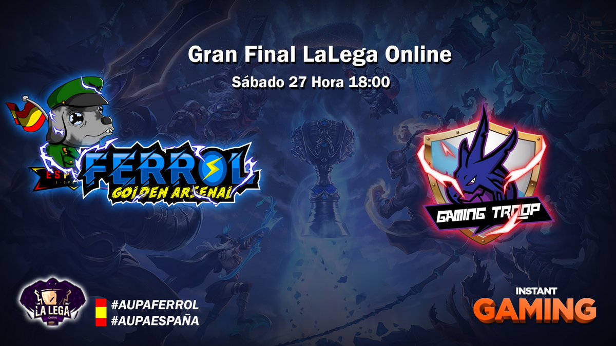 🔵 HOY ES LA GRAN FINAL

En unos minutos <a href="/GRFerrolARS/">Golden Arsenal Ferrol</a> se jugará contra <a href="/gaming_troop/">Gaming Troop 🎮 💙</a> el título de Campeón de LaLega. ¿Quién ganará, #Pontevedra o #Ferrol?

💙 #AupaFerrol