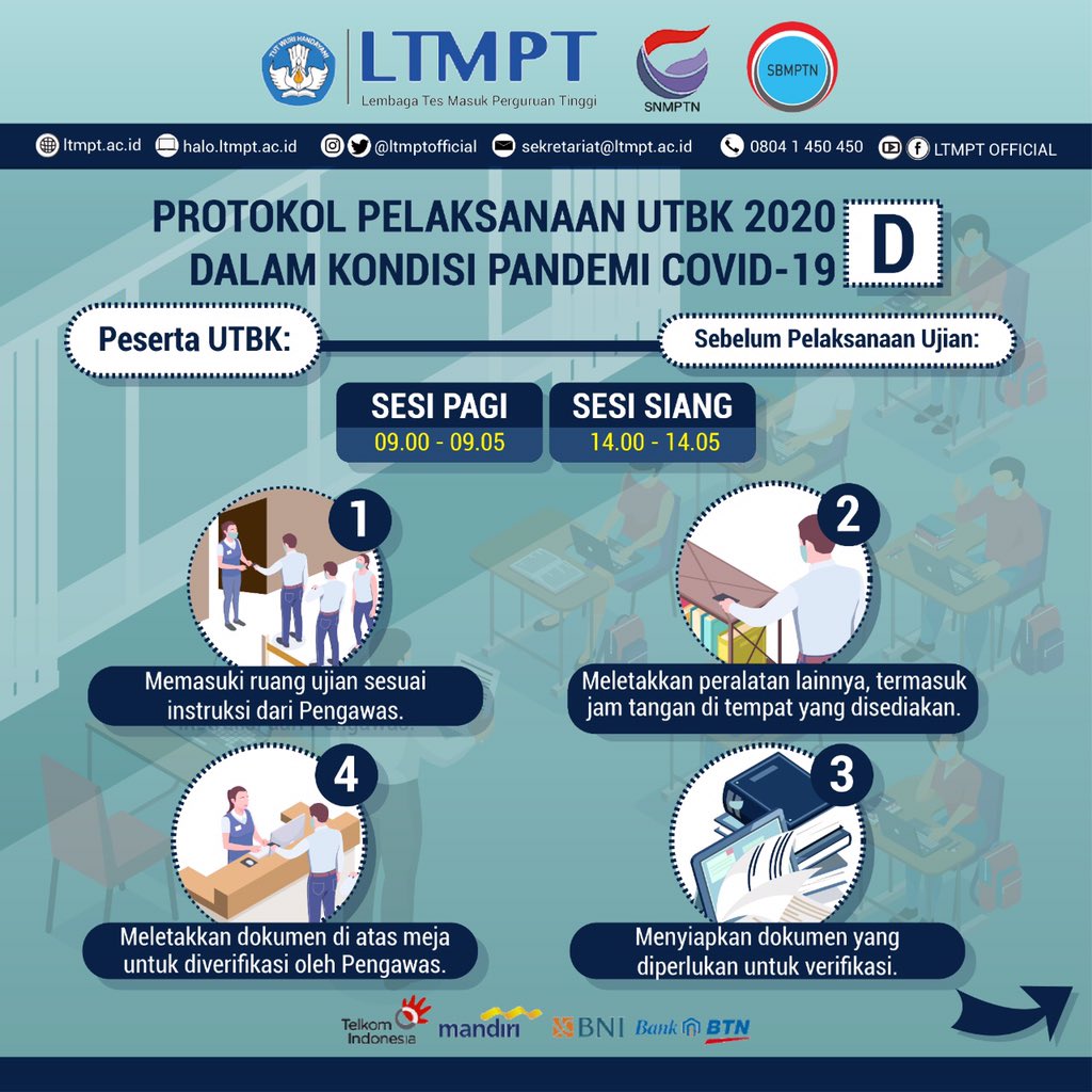 Protokol Pelaksanaan UTBK-SBMPTN 2020 (Twitter/@ltmptofficial)