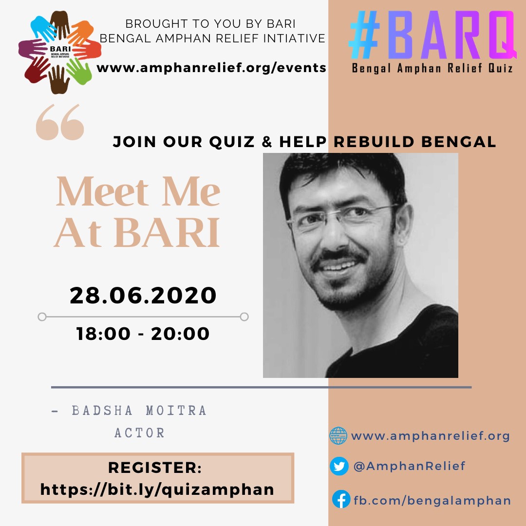 senderlloyd2's tweet photo. You have been a fan of his acting. You have been a fan of his humanitarian work. Today Badsha Maitra dons a new avataar at #BARI
Click on https://t.co/lPyzmlevmG to buy the tickets
To contribute otherwise https://t.co/THk9w26D2H 
Proceeds go to Bengal
#QuizForBengal https://t.co/yek0ruKXe4