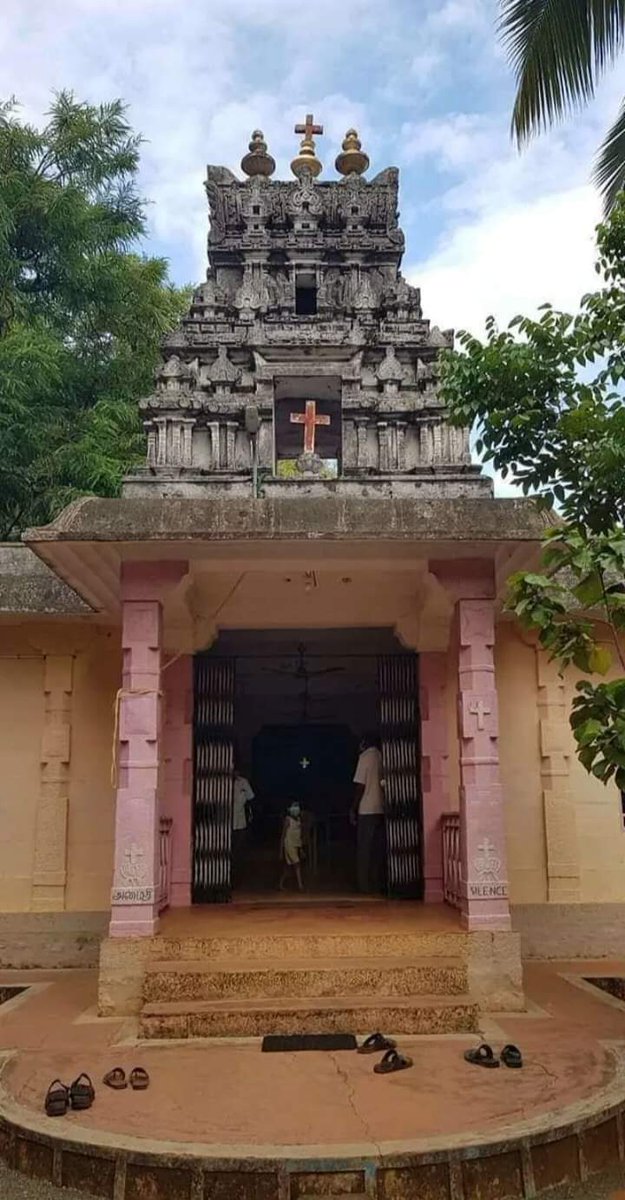 In Adhiyaman, Ramanathapuram, TN Missionery stooges have occupied the most ancient Hindu Temple!

Kalasam Replaced by cross 
In spite of the vast majority of Hindus in TN.