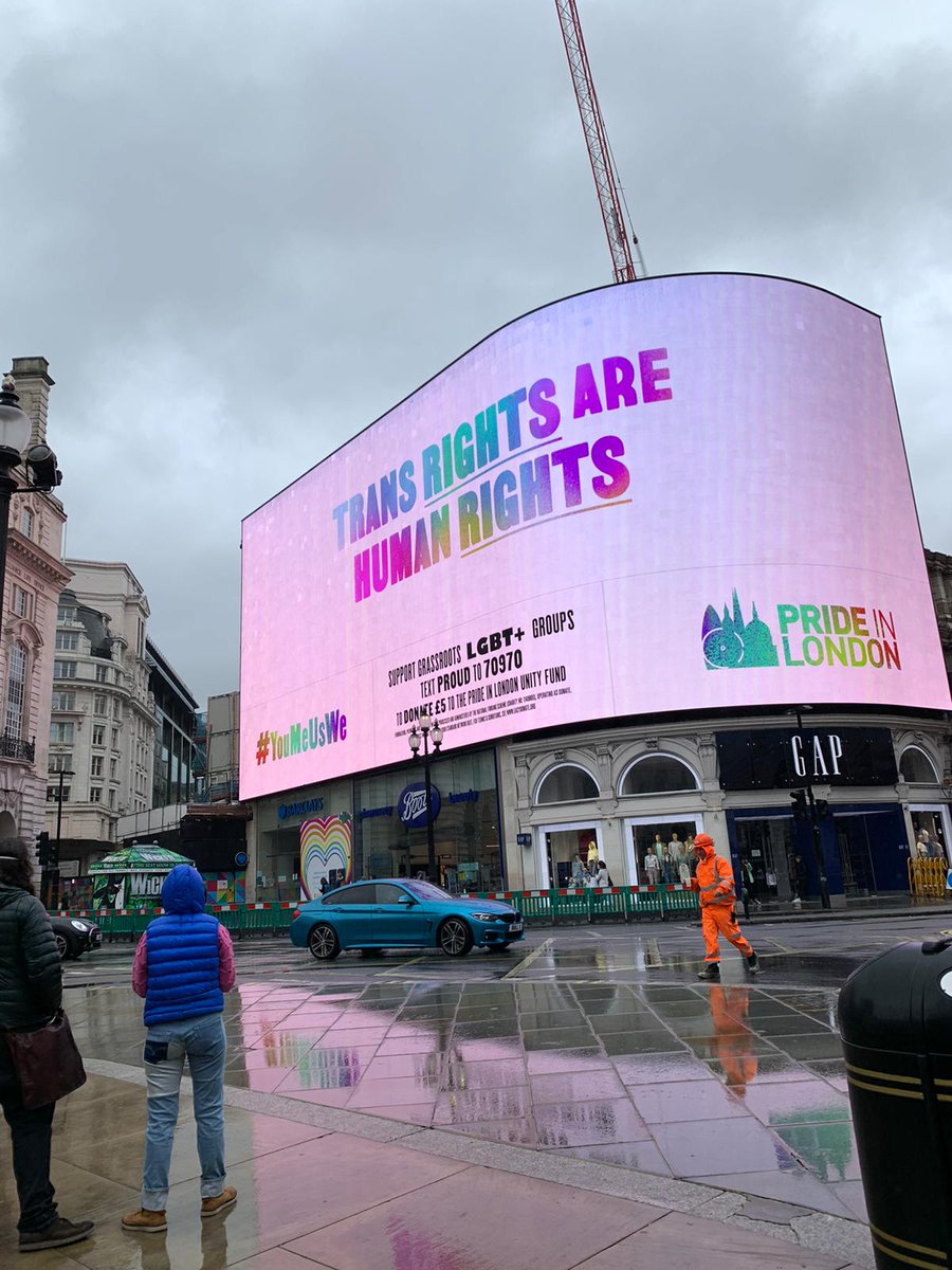 A global pandemic (and a little rain) isn't going to stop @PrideInLondon's messages of allyship and solidarity 🏳️‍🌈 Gutted that we can't march together in person today, but we can still take over the capital to raise up the voices who need to be heard most 🖤🤎💙💗🤍 #YouMeUsWe