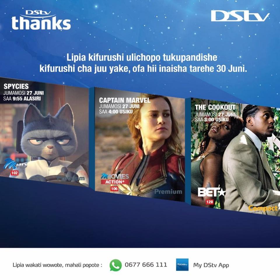 DStv_Tz's tweet photo. Ni mwendo wa filamu tu Jumamosi ya leo.
Piga sasa *150*53 kulipia kifurushi chako sasa ili usikose uhondo huu.
#TupoNawe https://t.co/b28J5ov3Rw