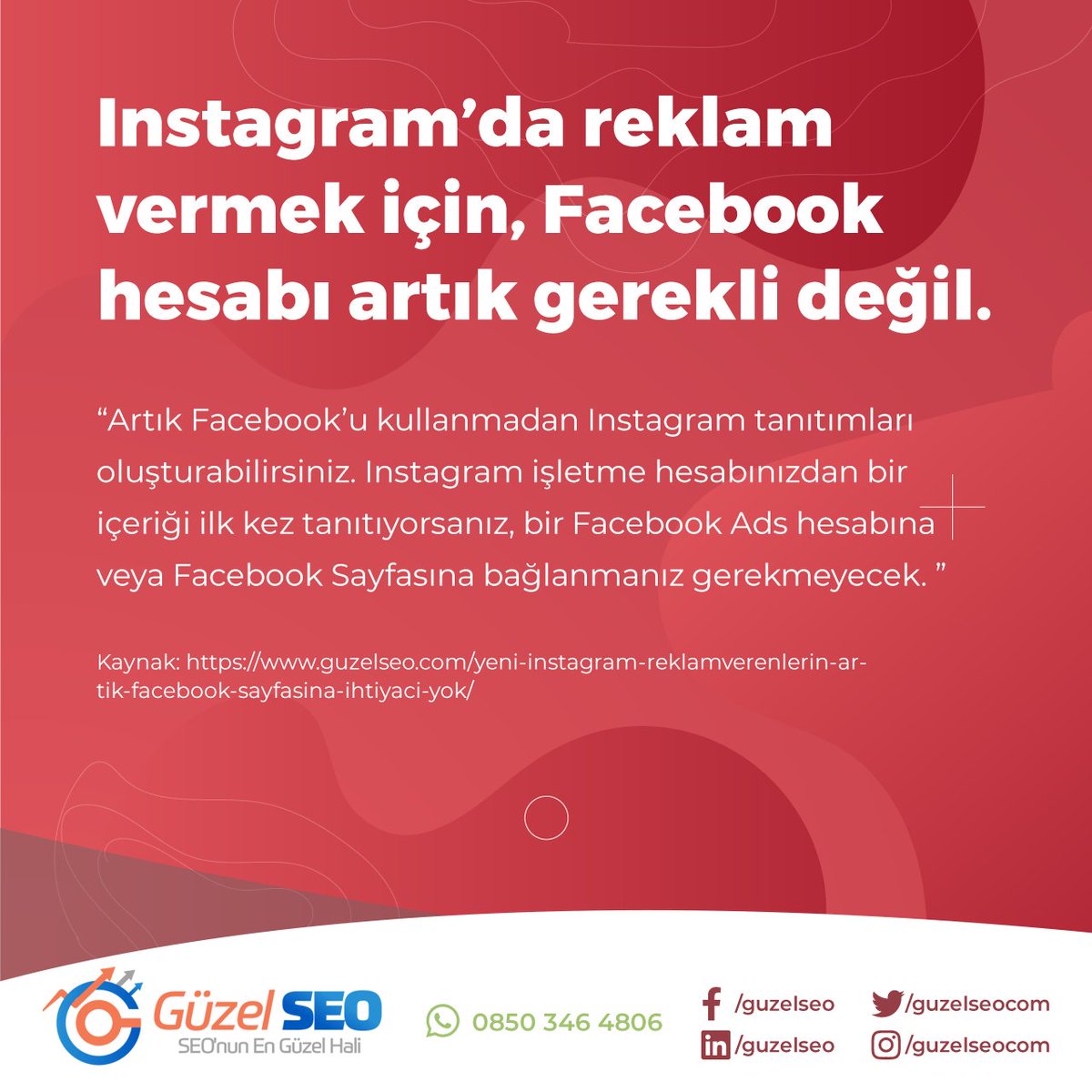 Yeni Instagram Reklamverenlerin Artık Facebook Sayfasına İhtiyacı Yok!

Daha önce hiç Instagram tanıtımı yayınlamamış olan işletme hesapları artık doğrudan uygulamanın içerisinden bir tanıtım oluşturabilecek.

Oku: guzelseo.com/yeni-instagram…

#haber #seo #dijitalpazarlama #guzelseo