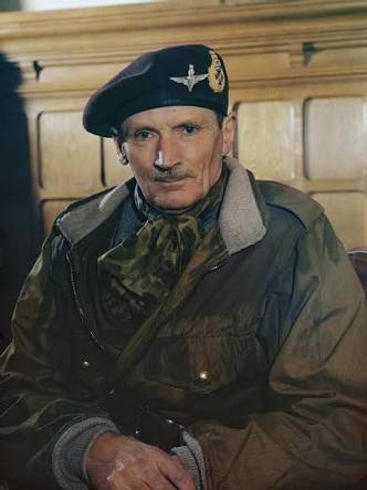 On any view, respect that Field Marshal Montgomery's appallingly bashed beret is the only uniform-issue item that Monty is still bothering to wear in the field by 1945.