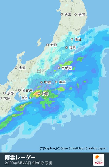 雨雲 レーダー 天気 甲府