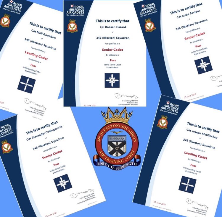 @348Air is continuing to support our cadets through their RAFAC training syllabus during lockdown, several have recently completed their leading and senior levels. Well done, badges to follow!
<a href="/SEMidsWgRAFAC/">South & East Midlands Wing Air Cadets</a> <a href="/CERegionRAFAC/">C & E Region RAFAC</a> <a href="/OC_SEMids/">OC S&E Mids Wing</a> <a href="/ErewashBC/">Erewash BC</a> <a href="/Erewash_Museum/">Erewash Museum</a>