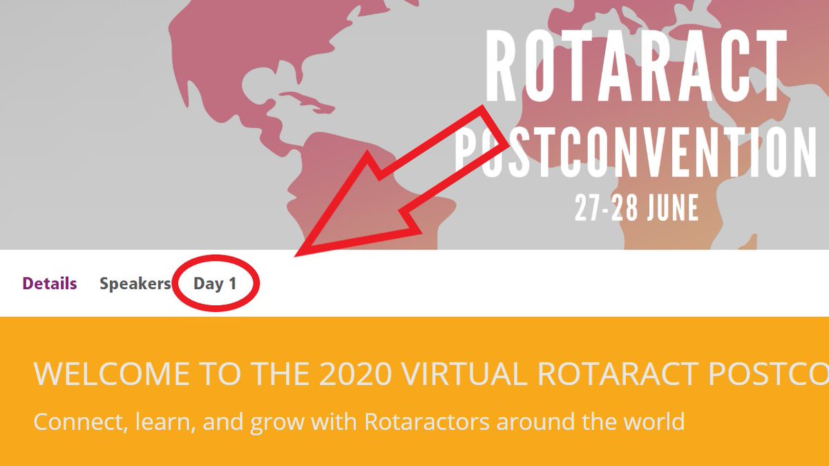 We're excited to officially start the 2020 Virtual Rotaract Postconvention! Wondering how to access the content? Visit on.rotary.org/2020rotaractpo… and click on 'Day 1' in the navigation. #Rotaract20