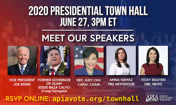 HLSAPALSA's tweet photo. Watch Party today for the @APIAVote 2020 Presidential #TownHall today with VP @JoeBiden &amp; former Governor of Guam Eddie Baza Calvo (Trump surrogate)! #AsianAmericans #GetOuttheVote #APIA https://t.co/Z59TL2XxOv