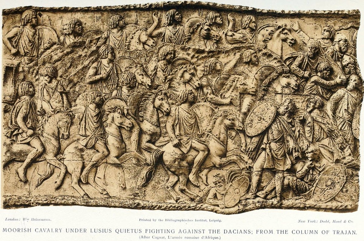 Stylised Moorish(Berber) Cavalry under Lusius Quietus, fighting against the Dacians. From the Column of Trajan.