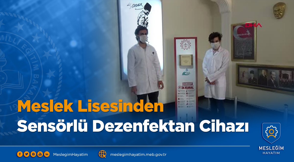 #MesleğimHayatım | 📰

Tokat Zile Mesleki ve Teknik Anadolu Lisesi'nde 3 öğretmen ve 9 öğrenci, sensörlü dezenfektan cihazı üretti. Cihaza; lokanta, otel ve yurt dışından da talep gelince seri üretim için kapasite artırılması kararlaştırıldı.

👉🏻 bit.ly/3i74su7