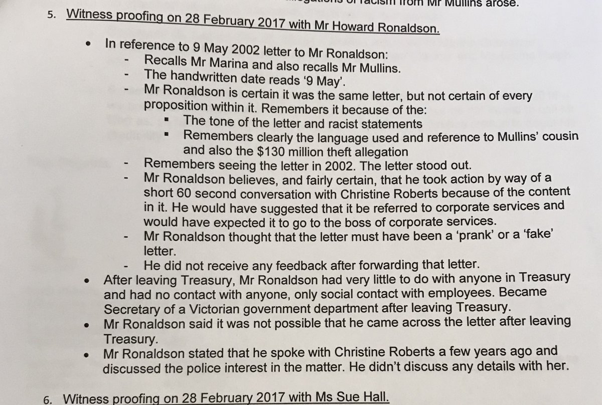 85. Howard Ronaldson has consistently acknowledged the veracity of the letter of 9 May 2002. In the ACT Supreme Court, he swore that he received the letter of 9 May 2002 and that the copy in Mullins possession held his original signature.